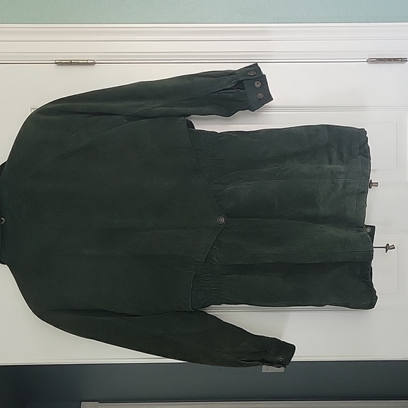 Green leather Adventure Bound grn lthr coat w/detachable hood, exclnt condition - Picture 11 of 16